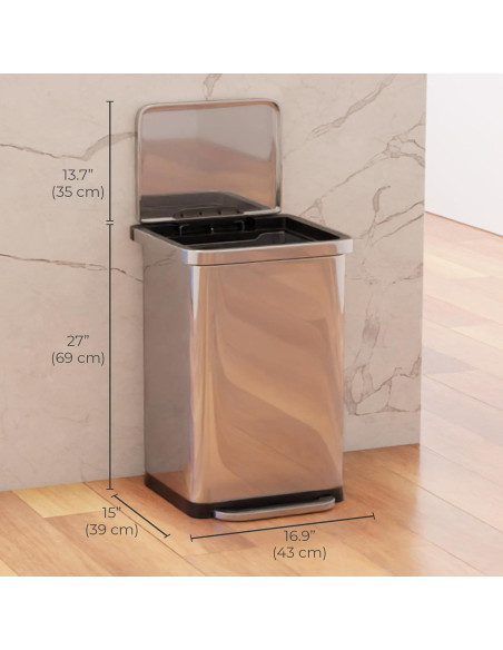 Bote de Basura EconoHome 50L Acero Inoxidable con Pedal