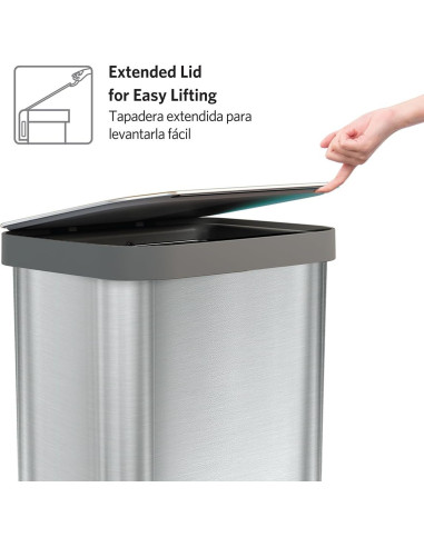 Cubeta de Basura de Acero Inoxidable Glad 49L con Tapa y Pedal