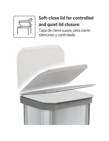 Cubeta de Basura de Acero Inoxidable Glad 49L con Tapa y Pedal