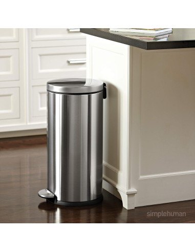 Cubo de Basura Redondo 30L simplehuman Acero Inoxidable Cepillado