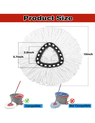 12 Cabezas de Repuesto para Mopa Giratoria V-chen 100% Microfibra