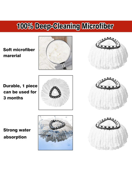 12 Cabezas de Repuesto para Mopa Giratoria V-chen 100% Microfibra