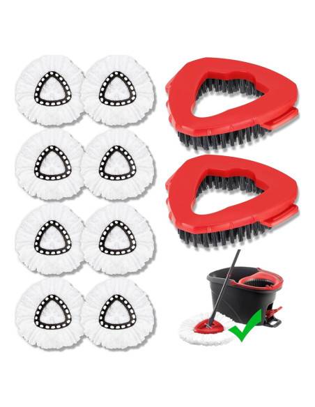 Paquete de 10 Reemplazos de Cabezas de Mop O-Cedar - 2 Cabezas + 8 Recargas Microfibra