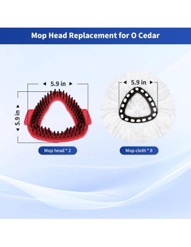 Paquete de 10 Reemplazos de Cabezas de Mop O-Cedar - 2 Cabezas + 8 Recargas Microfibra