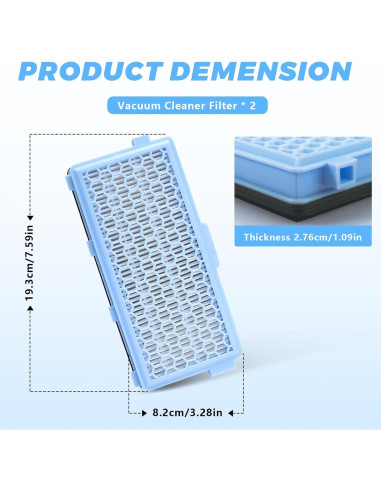 Filtro HEPA AirClean 50 Alocs para Aspiradora Miele - 2 Paquetes