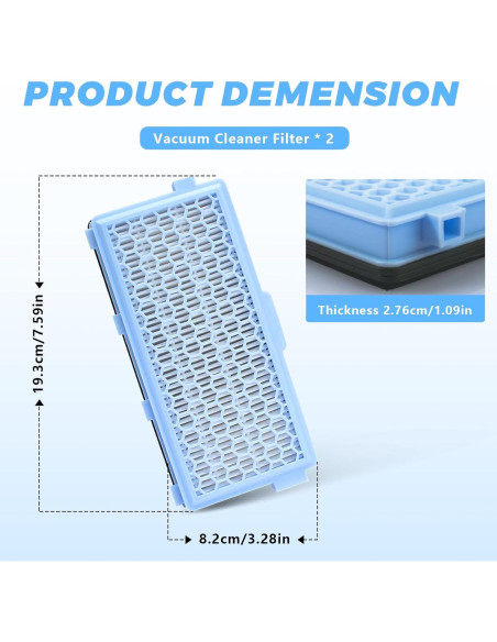 Filtro HEPA AirClean 50 Alocs para Aspiradora Miele - 2 Paquetes