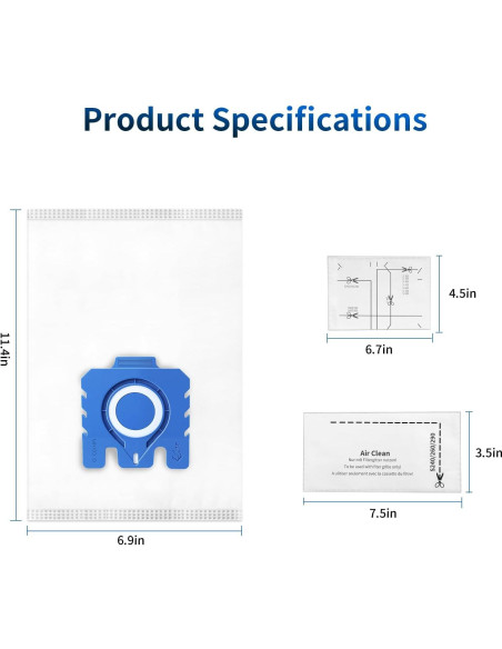 Paquete de 12 Bolsas de Aire 3D Gepphill para Aspiradora Miele