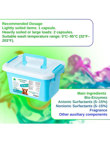 Cápsulas de Lavandería Eco Fresh 5-en-1 - 100 Unidades Aroma Floral