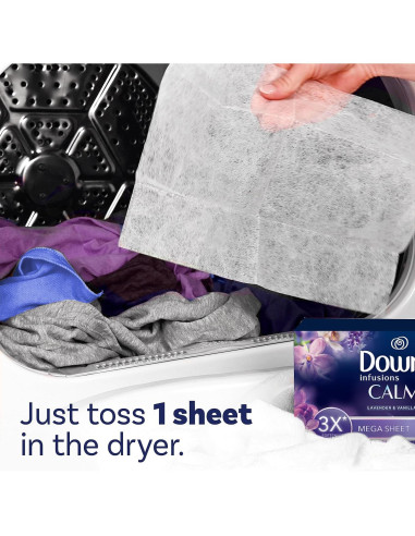 Hojas de Secadora Downy Infusions CALM 180 Piezas Lavanda Vainilla