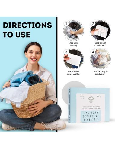 Hojas de Detergente Ecológicas Eco Roots - 64 Cargas Brisa Fresca
