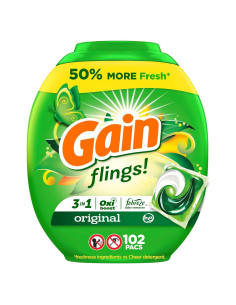 Gain Flings Detergente para Ropa 102 Pacs 2.37kg Aroma Original
