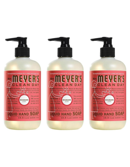Jabón Líquido para Manos Mrs. Meyer's Ruibarbo 3 x 370 ml