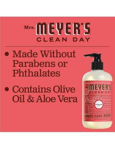 Jabón Líquido para Manos Mrs. Meyer's Ruibarbo 3 x 370 ml