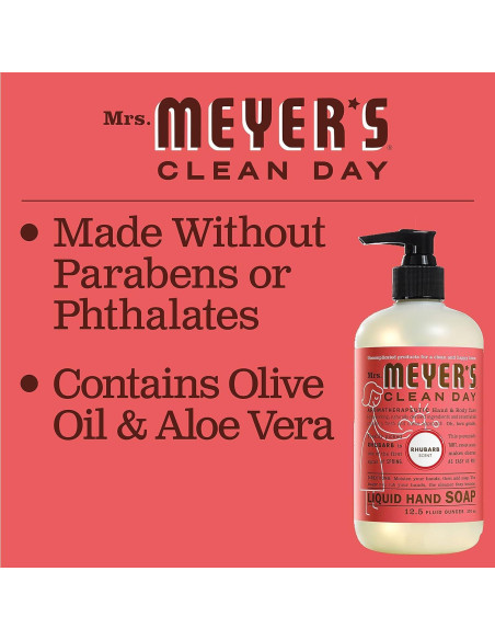 Jabón Líquido para Manos Mrs. Meyer's Ruibarbo 3 x 370 ml