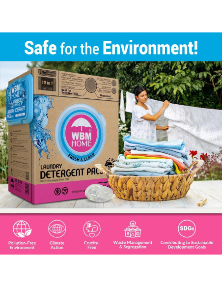 Bolsas de detergente WBM Home 128 unidades sin fragancia