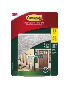 Clips de Luz Command Transparentes para Interior y Exterior - 36 Piezas