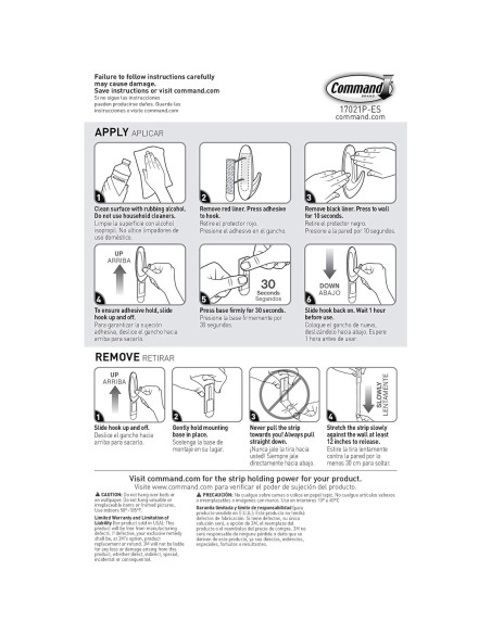 Tiras de recarga medianas Command, 36 tiras, paquete de 4