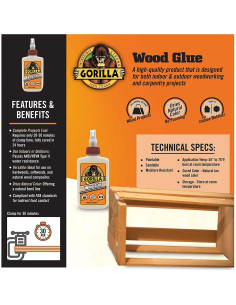 Pegamento para Madera Gorilla 118 ml Resistente al Agua 2
