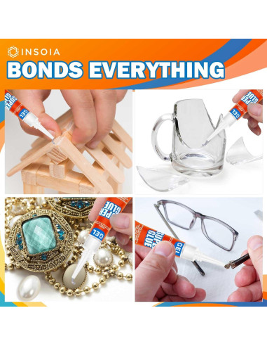 Super Glue Gel INSOIA 12 Tubos de 3g Adhesivo Multiusos