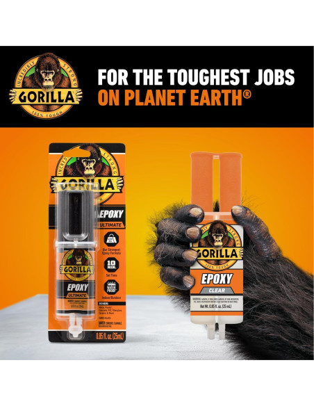 Pegamento Epóxico Transparente Gorilla 25 ml Resistente al Agua