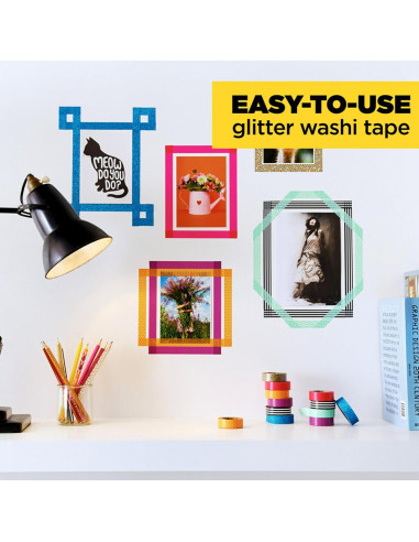 Cinta Washi Glitter Scotch 1.5 cm x 498.4 cm Azul Oscuro Pack 6