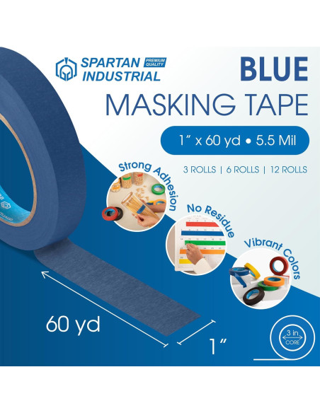 Cinta de Enmascarar Azul Spartan Industrial 1" x 54.86 m - 3 Rollos