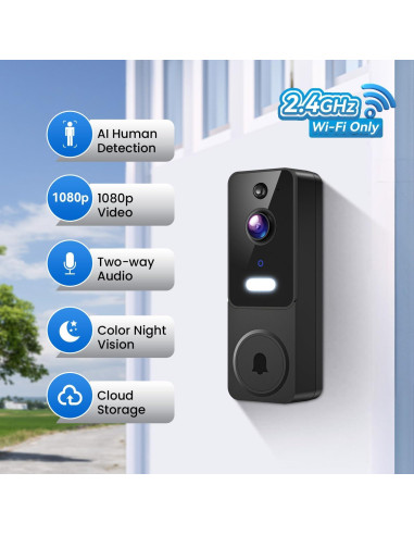 Cámara de Timbre de Video Inteligente FameVibe P80 WiFi 720p