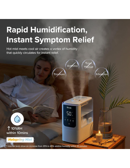 Humidificador Inteligente LEVOIT OasisMist 4.5L Vapor Frío y Caliente Humidificador Inteligente LEVOIT OasisMist 4.5L Vapor Frío y Caliente