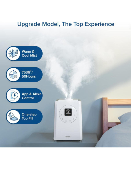 Humidificador Inteligente LEVOIT LV600S 6L Vapor Cálido y Frío Humidificador Inteligente LEVOIT LV600S 6L Vapor Cálido y Frío