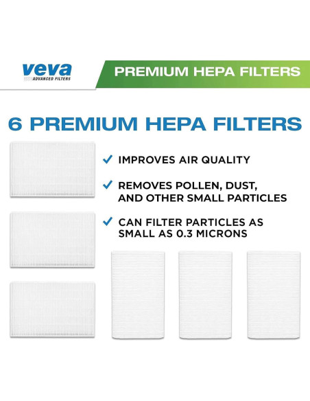 Filtro HEPA VEVA 6 Unidades Compatible con Purificadores Honeywell