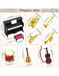 Juego de Instrumentos Musicales Miniatura Skylety 11 Piezas 2