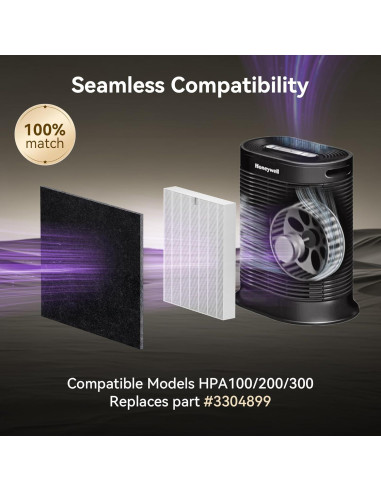 Filtro HEPA HPA300 Honeywell - 3 Filtros HEPA + 4 Pre-Filtros