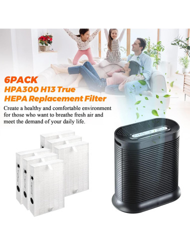 Filtro HEPA HPA300 Blutoget - 6 Piezas para Purificadores Honeywell
