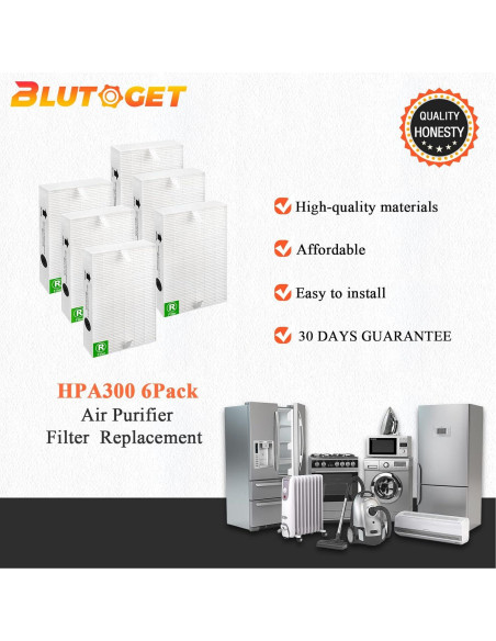 Filtro HEPA HPA300 Blutoget - 6 Piezas para Purificadores Honeywell Filtro HEPA HPA300 Blutoget - 6 Piezas para Purificadores Honeywell