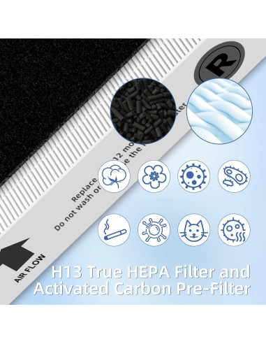 Filtro HEPA HPA300 Pulluty - 6 Filtros HEPA R y 8 Prefiltros