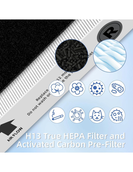 Filtro HEPA HPA300 Pulluty - 6 Filtros HEPA R y 8 Prefiltros Filtro HEPA HPA300 Pulluty - 6 Filtros HEPA R y 8 Prefiltros