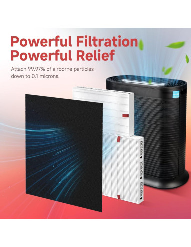 Filtro HEPA HPA300 Horserdy para Purificador Honeywell - 3 HEPA + 4 Carbono