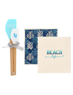Set de Cocina Vida de Playa Pavilion Gift - 2 Toallas y 2 Espátulas
