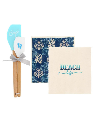 Set de Cocina Vida de Playa Pavilion Gift - 2 Toallas y 2 Espátulas