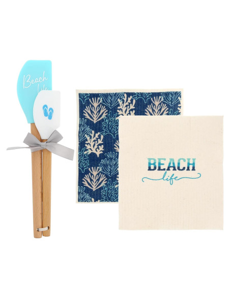Set de Cocina Vida de Playa Pavilion Gift - 2 Toallas y 2 Espátulas