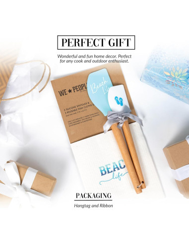 Set de Cocina Vida de Playa Pavilion Gift - 2 Toallas y 2 Espátulas