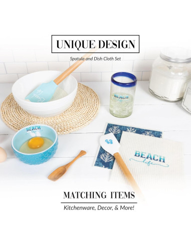 Set de Cocina Vida de Playa Pavilion Gift - 2 Toallas y 2 Espátulas
