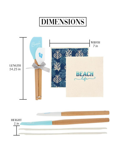 Set de Cocina Vida de Playa Pavilion Gift - 2 Toallas y 2 Espátulas