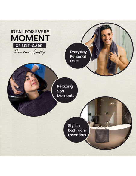 Toallas de Baño Grises CottonsClout - Paquete de 4, 700 GSM