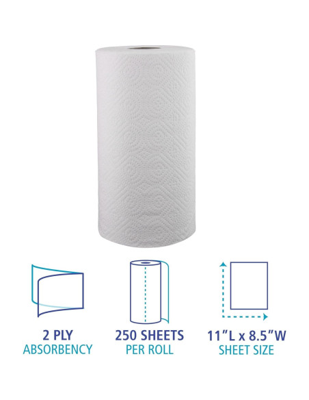 Rollo de Toalla de Papel Perforado Boardwalk 6273, 2 Capas, 250 Hojas