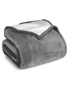 Manta de Sherpa Bare Home Twin XL Gris - Suave y Cálida