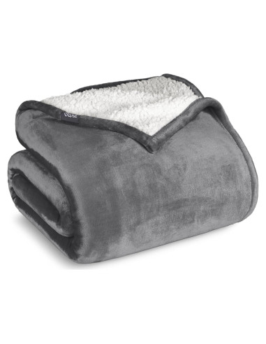 Manta de Sherpa Bare Home Twin XL Gris - Suave y Cálida