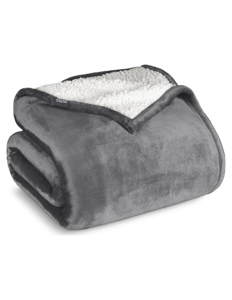 Manta de Sherpa Bare Home Twin XL Gris - Suave y Cálida