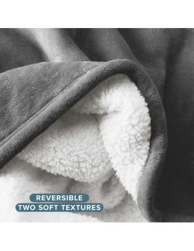 Manta de Sherpa Bare Home Twin XL Gris - Suave y Cálida