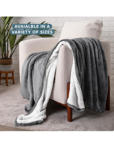 Manta de Sherpa Bare Home Twin XL Gris - Suave y Cálida